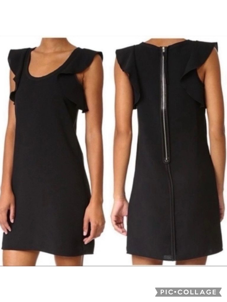 Elizabeth And James Dillon Dress Black Flutter Sleeve Sheath Mini 2 Nwt Cocktail